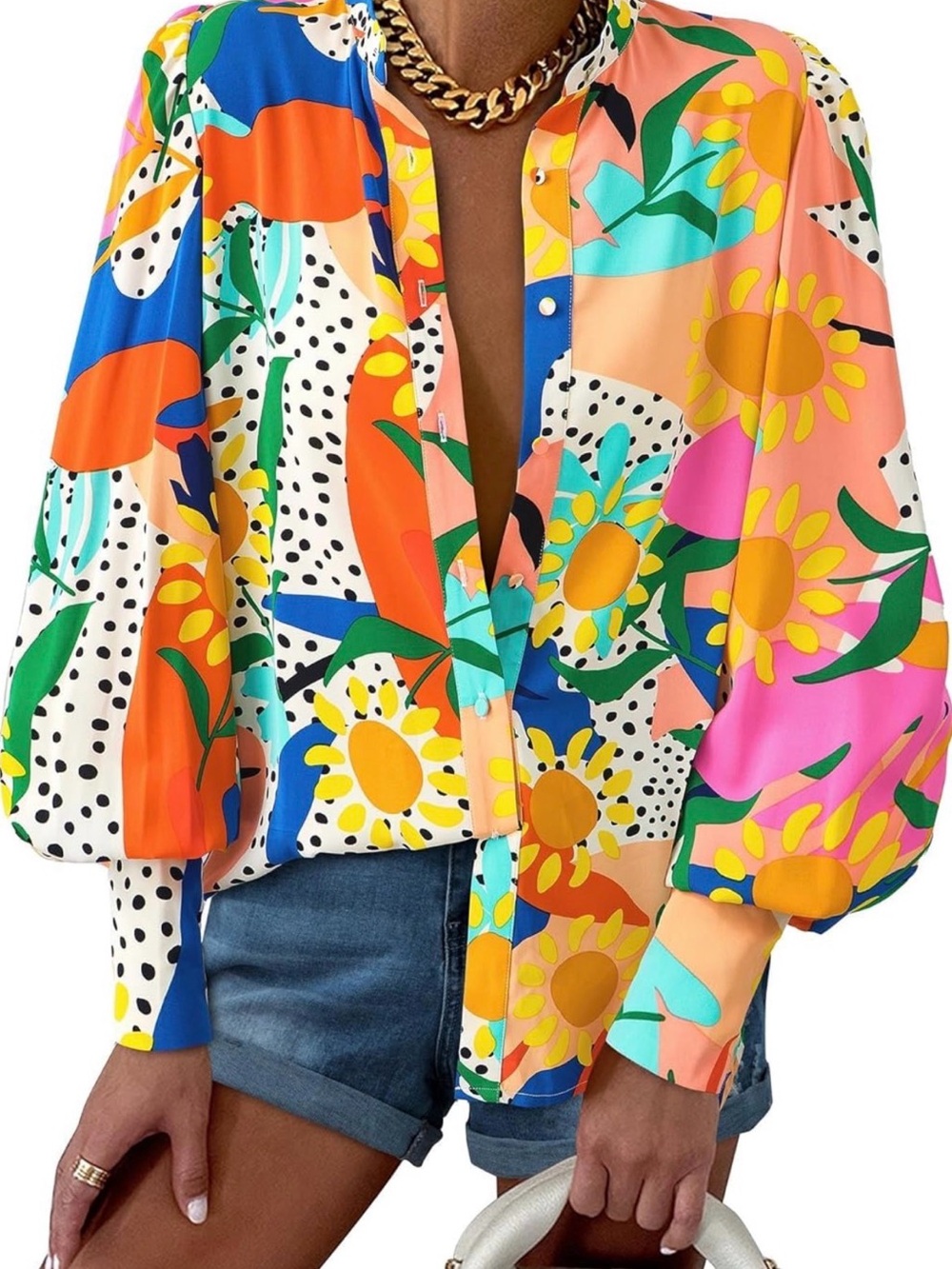 Never Worn Amazon Multi-Color Floral Button Up Shirt